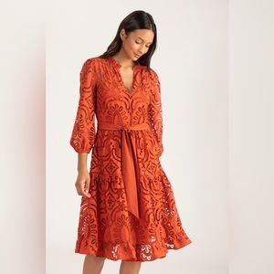 Shoshanna SUPF 2023 Rust Eyelet CDC dress, size 8